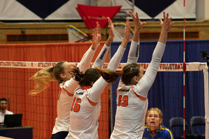 Syracuse defeated Pittsburgh on Friday and Saturday night in five and three sets, respectively.