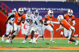 Deon Jackson led Duke's running game with 169 yards, while the Blue Devils accumulated 363 total on the ground against Syracuse.