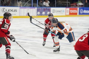 Victoria Klimek (pictured last season against Cornell) scored Syracuse's only goal in it's 2-1 loss against Penn State.