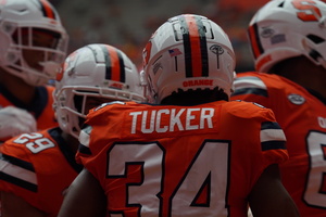 Tucker beat his touchdown total from all of last year against UAlbany, scoring five times in Syracuse’s 62-17 win.
