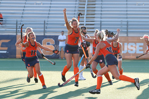 With 33 shots and 15 penalty corners, No. 7 Syracuse defeated a winless Colgate 3-0.
